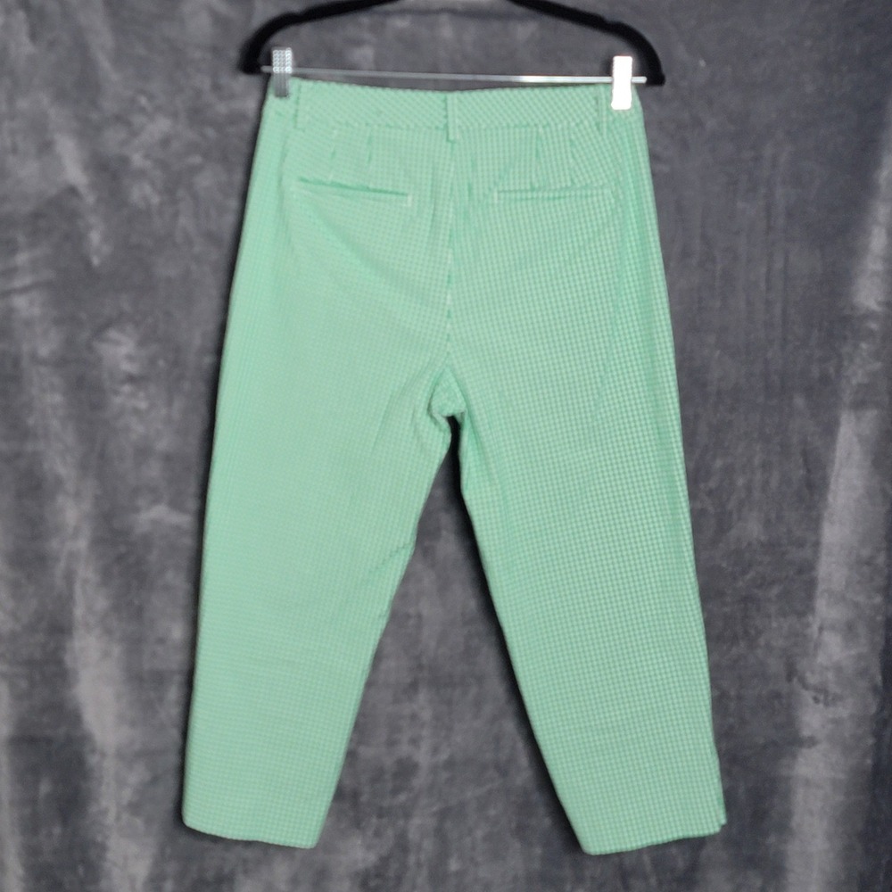 Talbots Skimmer Pants 6 Green Gingham Check Cropped Cotton Coastal Preppy Classy - Picture 5 of 14